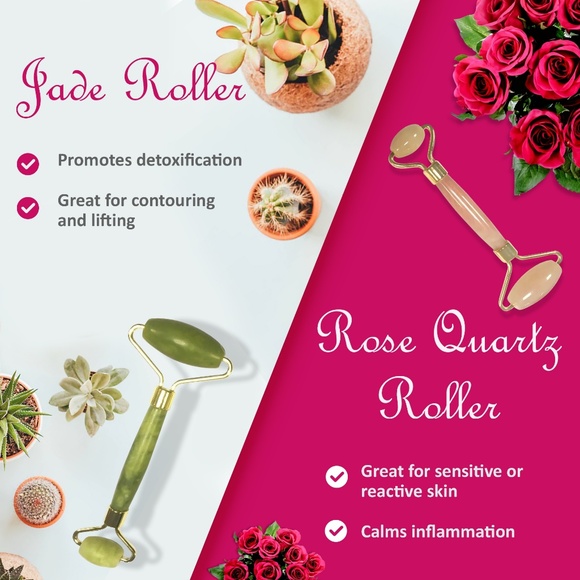 💕BEAUTY MUST HAVE💕 Jade & Rose Quartz Roller Kit - Picture 4 of 8